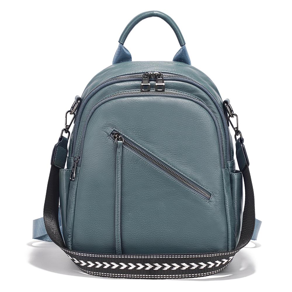 Zency Women's Medium Genuine Leather Backpack with Roomy Zip Pockets