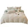 Winter Milk Velvet 4-Piece Nordic Striped Coral Velvet Quilt Cover Flannel Bed Sheet Quilt Cover