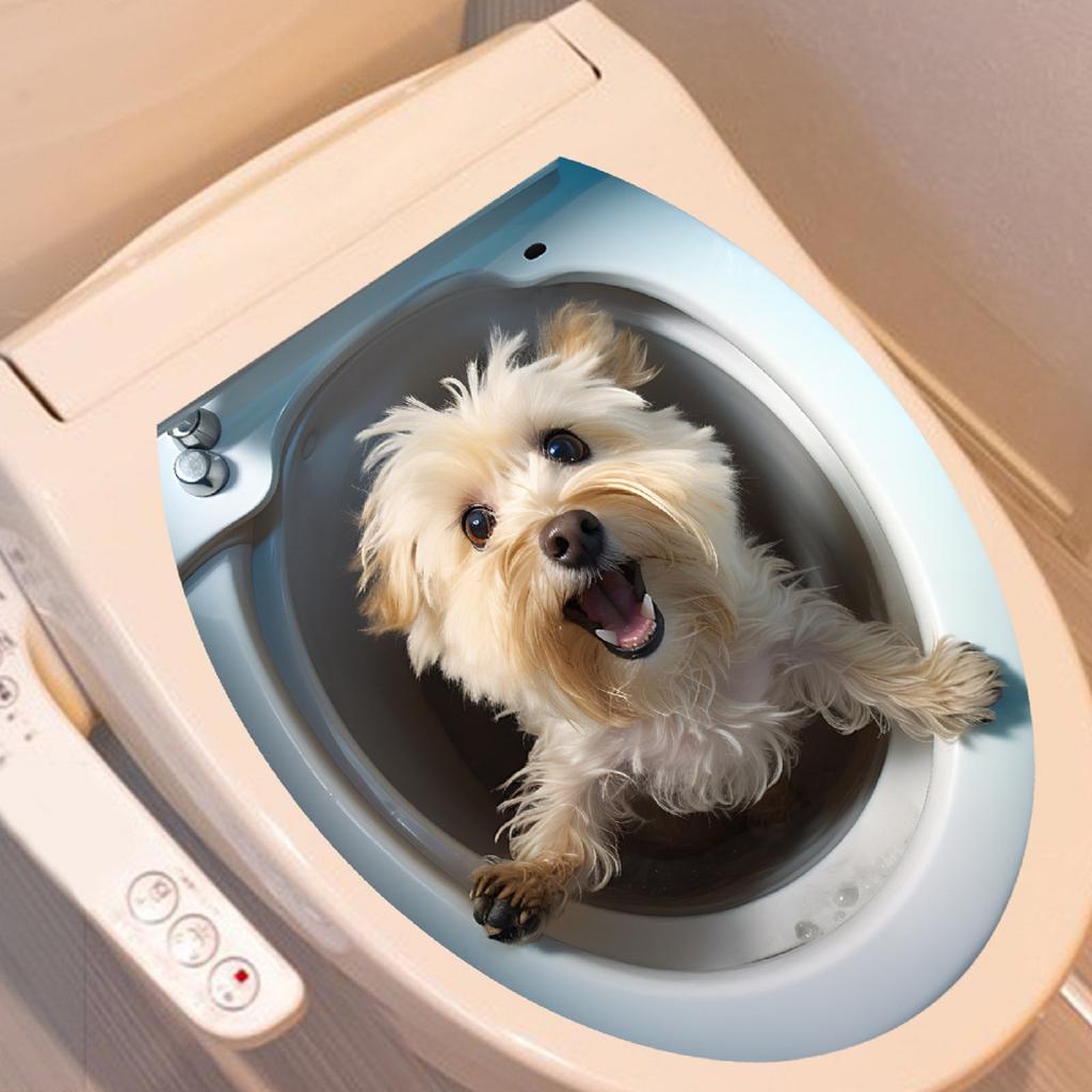 Kittens, Puppies, Animals, Bathroom Toilet Stickers, Home Decoration Wall Stickers, Self-adhesive Paintings, Waterproof And Oil Resistant