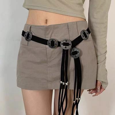 Vintage Coin Braided Sash Belt Boho Tassel Waistband Western Knotted Dress Girdle For Women Decoration
