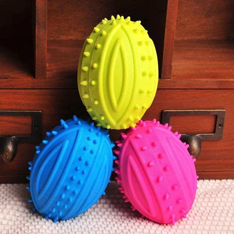 Pet Small Dog Treats Rugby Ball Puppy Interactive Toy Ball Training Toy for Large Dog Chew Hedgehog Toy Tooth Cleaning Bite Ball