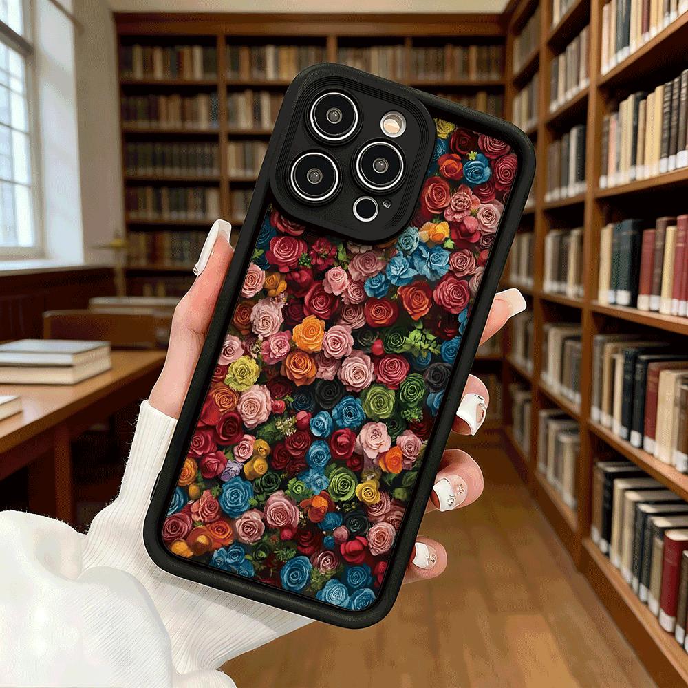Multicolor Dense Rose Bouquet Soft TPU Phone Case for iPhone 17 16 15 14 13 12 11 Pro Max Plus Shockproof Anti-Slip Cover