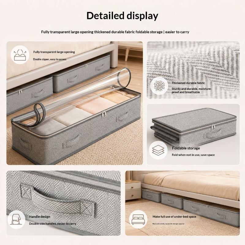 Under Bed Storage Organizer Heavy Duty Foldable Large Capacity With Handles for Seasonal Clothes Blankets Shoes