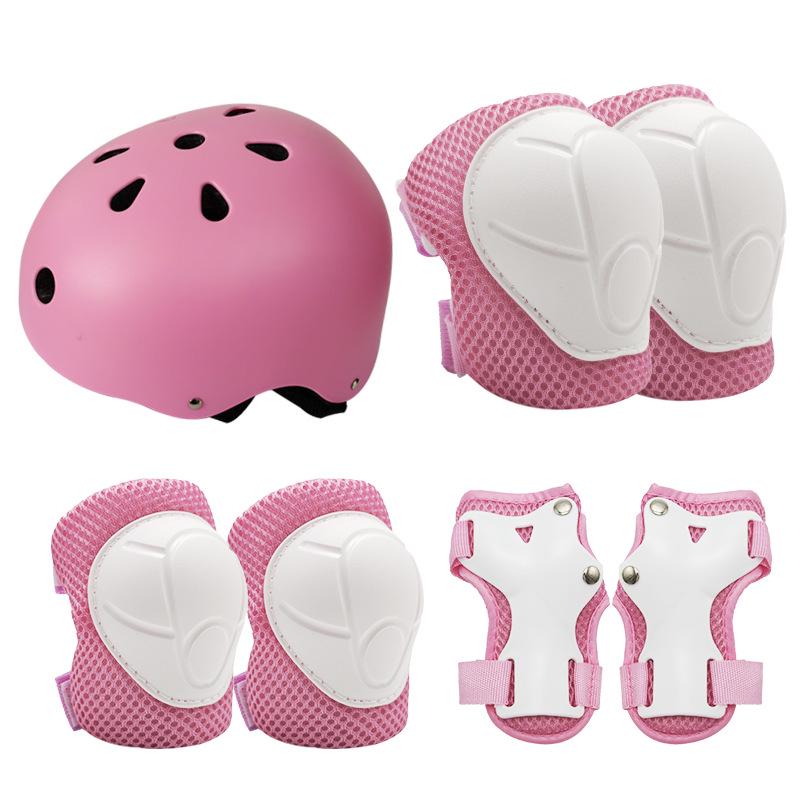 Conjunto de Equipamento de Proteção para Patins de Rodinhas Infantil de 7 Peças: Protetores de Joelho, Pulso e Capacete