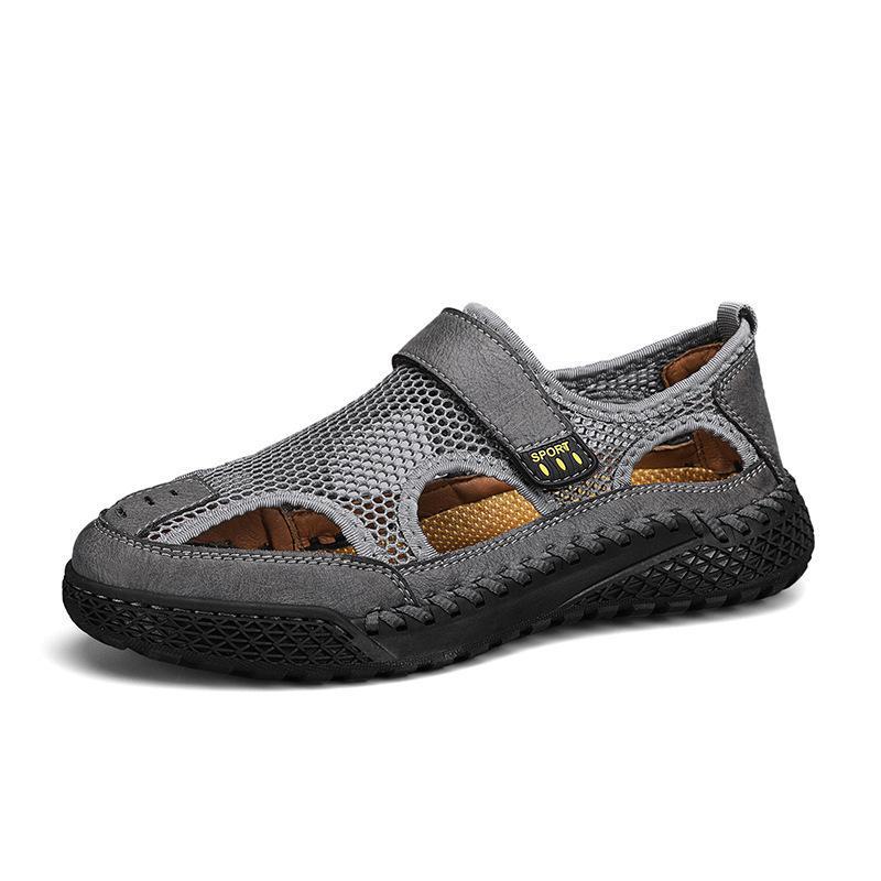 

2024 Men s Baotou Sandals: Breathable, Versatile, Large-Size Mesh Beach Shoes 44 сірий
