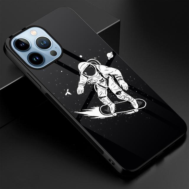 

Милый чехол для телефона с астронавтом для Iphone 14 13 11 12 Pro Max Mini Xs Xr X 7 8 6s Plus Se 2022, роскошный чехол из закаленного стекла Fundas For iPhone 14Pro Max