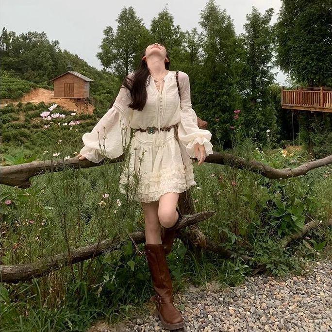 Lantern Sleeve Sweet French Temperament Short Dress, 2026 Spring/Summer Collection