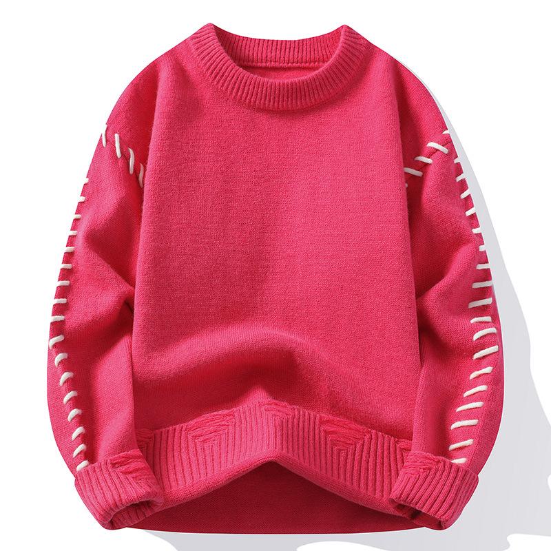 

Men s Contrast Stitch Round Neck Sweater, Loose Knitted Pullover for Autumn-Winter 2024 180 розы красного