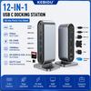 Station d'accueil 12 en 1 Type C Hub USB Type 3 0 2 Extenseur Splitter Adaptateur Vertical vers HDMI-compatible Rj45 Dock pour Ordinateur Portable