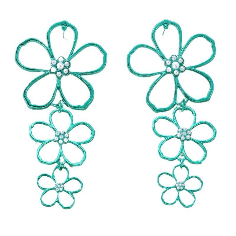 Retro Metal Floral Earrings With Butterfly Bow Design For Women
