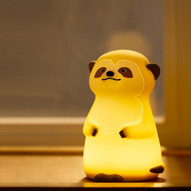 Cute Rabbit Night Light Novelty LED Squishy Animal Night Lamp 3 Brightness Level Dimmable Rechargeable Touch Lamp