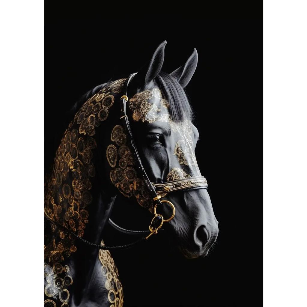 Black And Gold Animals Poster Animal Eagle Lion Carp Wolf Photo Canvas Print Poster Wall Art Decoration Painting Home Decoration
