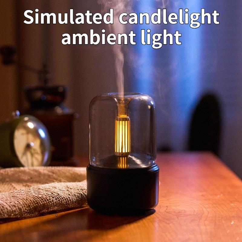 New Household Candlelight Aroma Diffuser Humidifier Compact USB Desktop Spray Essential Oil Atomizer for Home Car Office