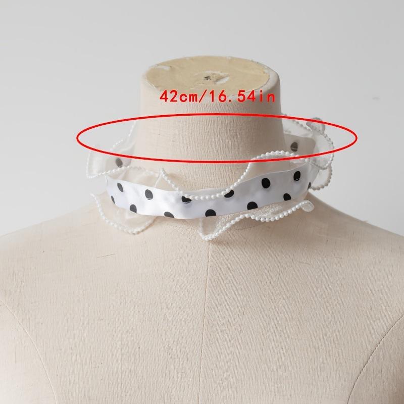 Vintage Ruffled Pearl Detachable Fake Collar Choker Elegant Lace Neck Collar For Dress Shirt Wedding Party Cosplay Decor