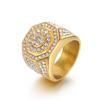Hip Hop Full Zircon Larger Finger Rings Men's Shiny Stainless Steel Women's Gold Color Anillos Cocktail Ring Party Jewelry Gift