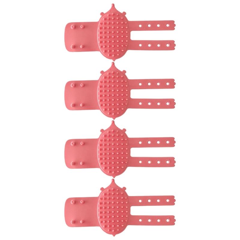 4pc Silicone Cats Massage Brushes Set Adjustable Furniture Mount Pet Grooming Tool Hair Collector