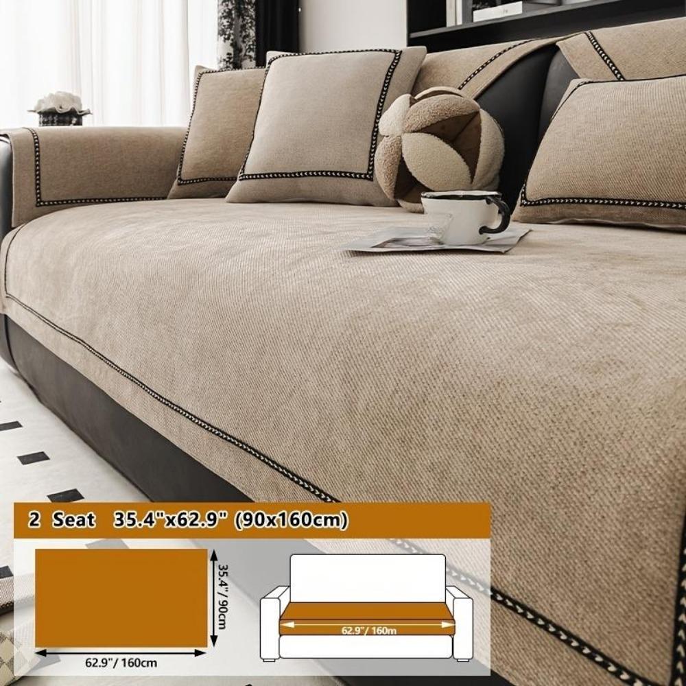 

Чехол для дивана Chic Chenille с кружевной отделкой - нескользящий, всесезонный защитный чехол для мебели в гостиной, спальне, офисе, декоре дома, диване 2 seats 90*160cm