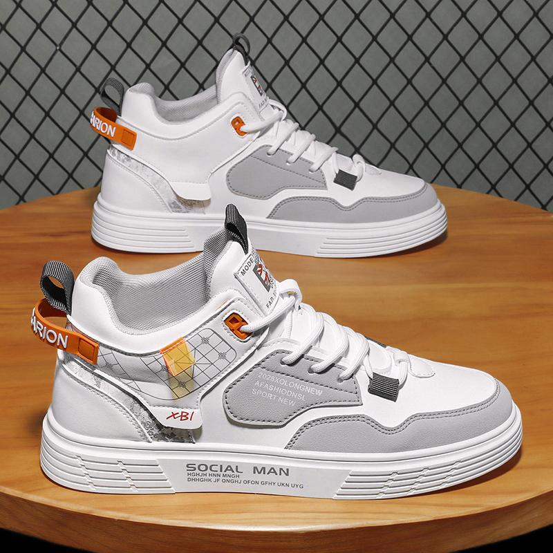 Fashion Men's Casual Shoes Skateboarding Shoes Lightweight High Top Men Shoes Flat Lace-Up Sneakers Male Business Travel Tenis Masculino