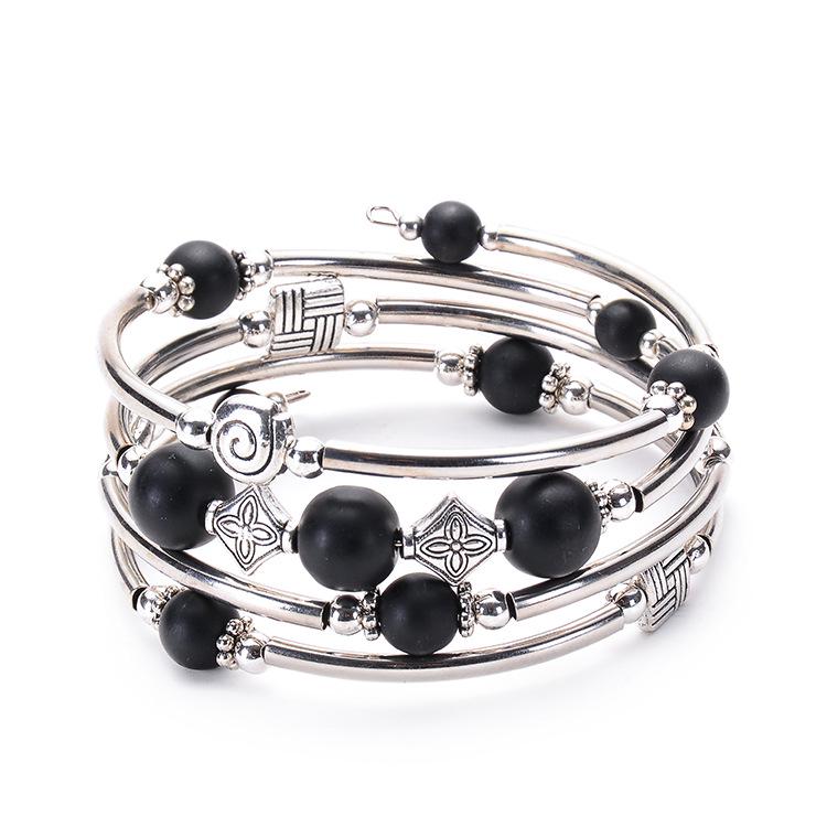 

Natural turquoise, wrapped bracelet, volcanic stone, blue patterned stone, women s natural stone bracelet, Christmas gift, Stocking stuffers