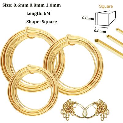 6Meters Square Brass Wire 0.6/0.8/1mm Wires For DIY Bracelet Necklace Jewelry Cord Beading String Craft Making Accessories
