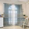 European Beaded Embroidered Sheer Curtains, for Living Room and Bedroom Decor, Elegant Floral Pattern, Light Filtering Drapes