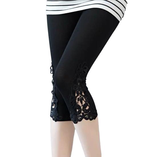 

Укороченные леггинсы с высокой талией, подтягивающие ягодицы, йога-брюки с кружевной вставкой, однотонные эластичные леггинсы, женские леггинсы 3XL чёрный