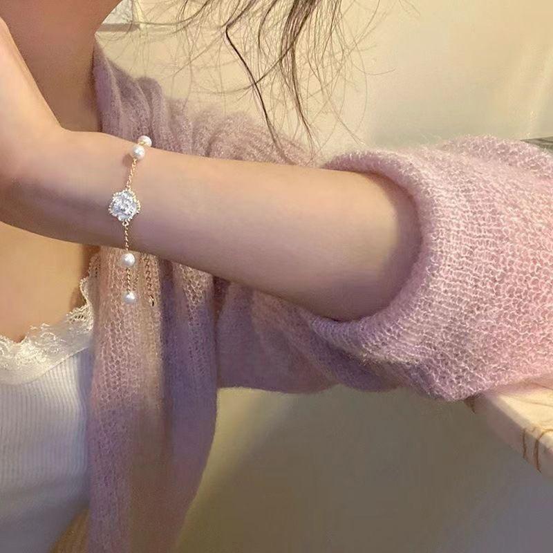 Ins Style Zircon Beaded Bracelets For Women Girls  Sweet Sparkling Exquisite Wrist Chain Bracelet Party Jewelry Gifts