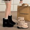 Fashion Autumn Winter Round Toe Women Ankle Boots Fashion Belt Buckle Slip On Square Heels Short Booties Office Ladies Daily Footwear