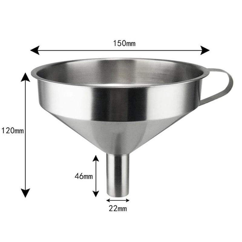 Kitchen Funnel Stainless Steel Funnel with Strainer Large Metal Funnel Filter for Filling Bottle Oil Liquid Kitchen Accessories