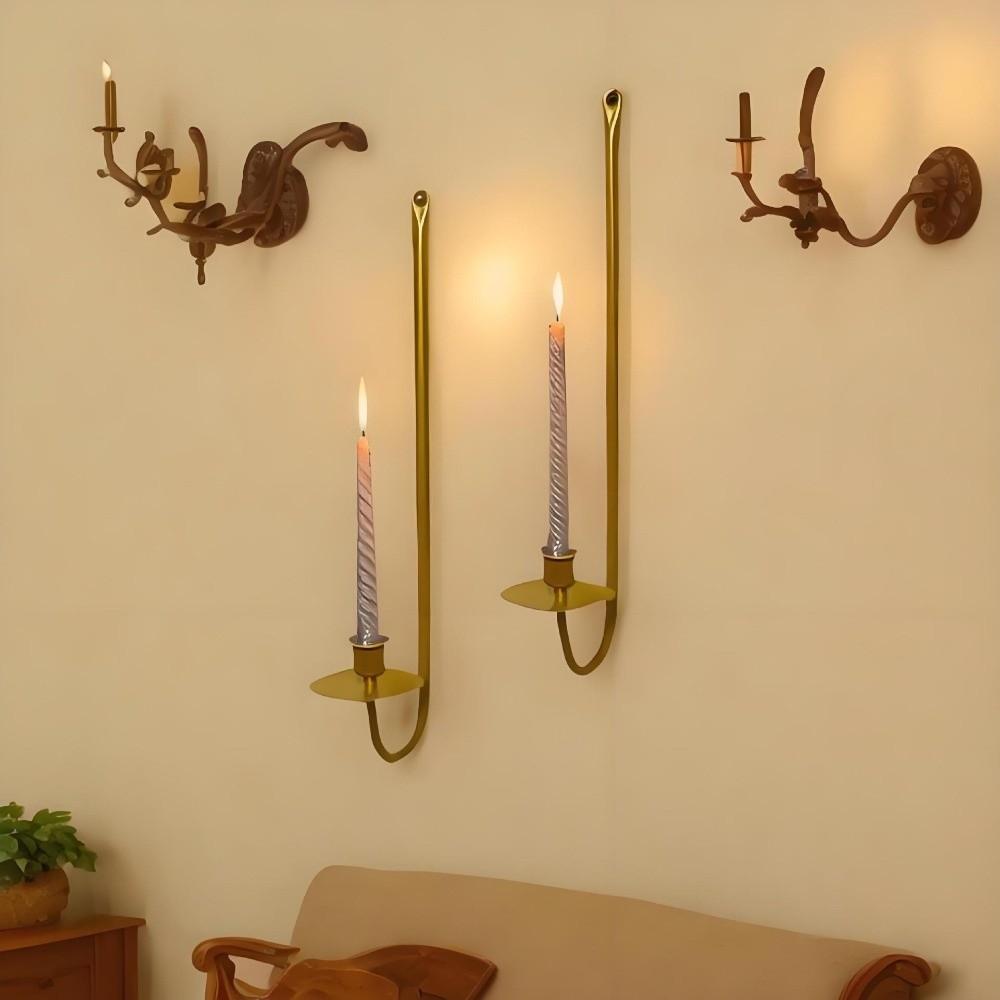 Wall Mount Candlestick Holder Metal Candlelight Dinner Props Candle Stand  Dining Table Decoration