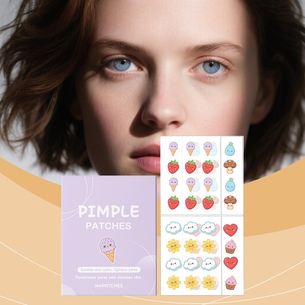 144 Acne Patches And 4 Blackhead Patches The Nose, Cute Cartoon Acne Patches, Hydrocolloid Concealer Care Patches