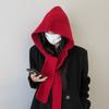 Scarf Integrated Warm Autumn And Winter Hooded Shawl Hat Dual-Purpose Knitted Scarf Wool Hat