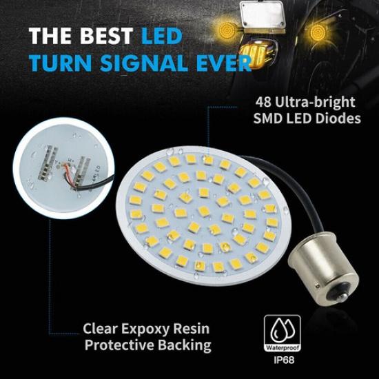 1156 Bullet Amber LED Light Front Turn Signal Lamps Fit For Harley Softail Dyna