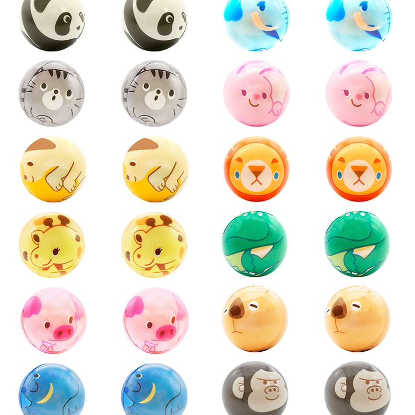 Set of 24 Animal Balls (12 Designs X 2 of Each) (Large Capacity, Perfect for Festivals, Fairs, Kids' Parties, and Events) - 6cm Diameter, Made of