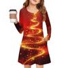 Christmas Day Girls' Long Sleeve Dress - Color Pocket Dress