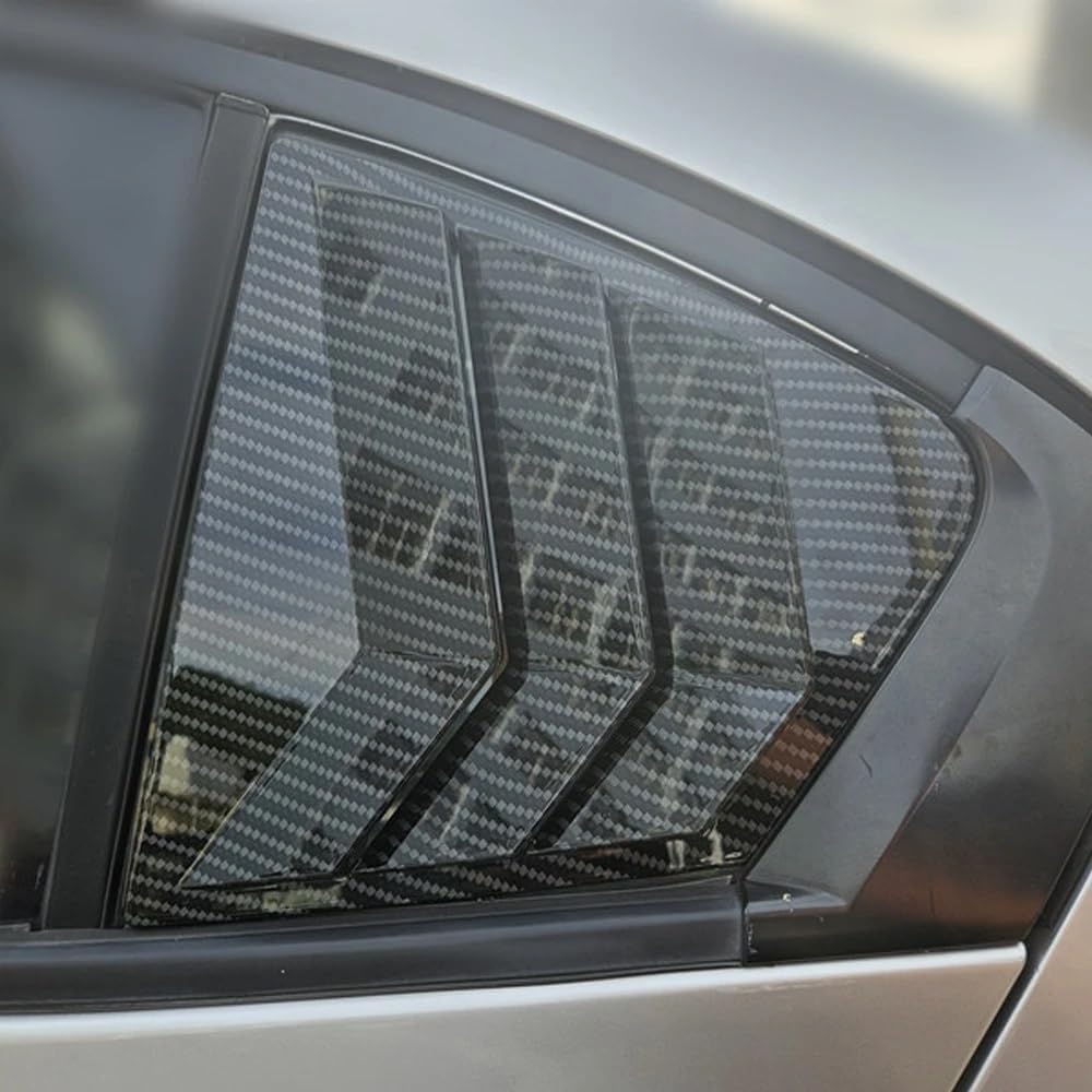 Car Rear Louver Window, Compatible with Honda City 2009-2014, Carbon Fiber Look Side Shutter Vent Trim
