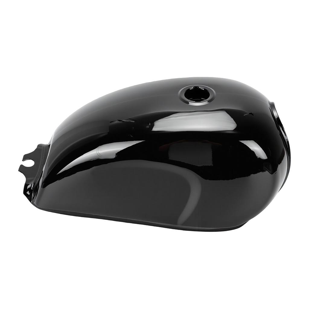 Motorcycle Gas Fuel Petrol Tank Retro Metal Fuel Tank with Cap Universal for Motorbike Glossy Black Paint
