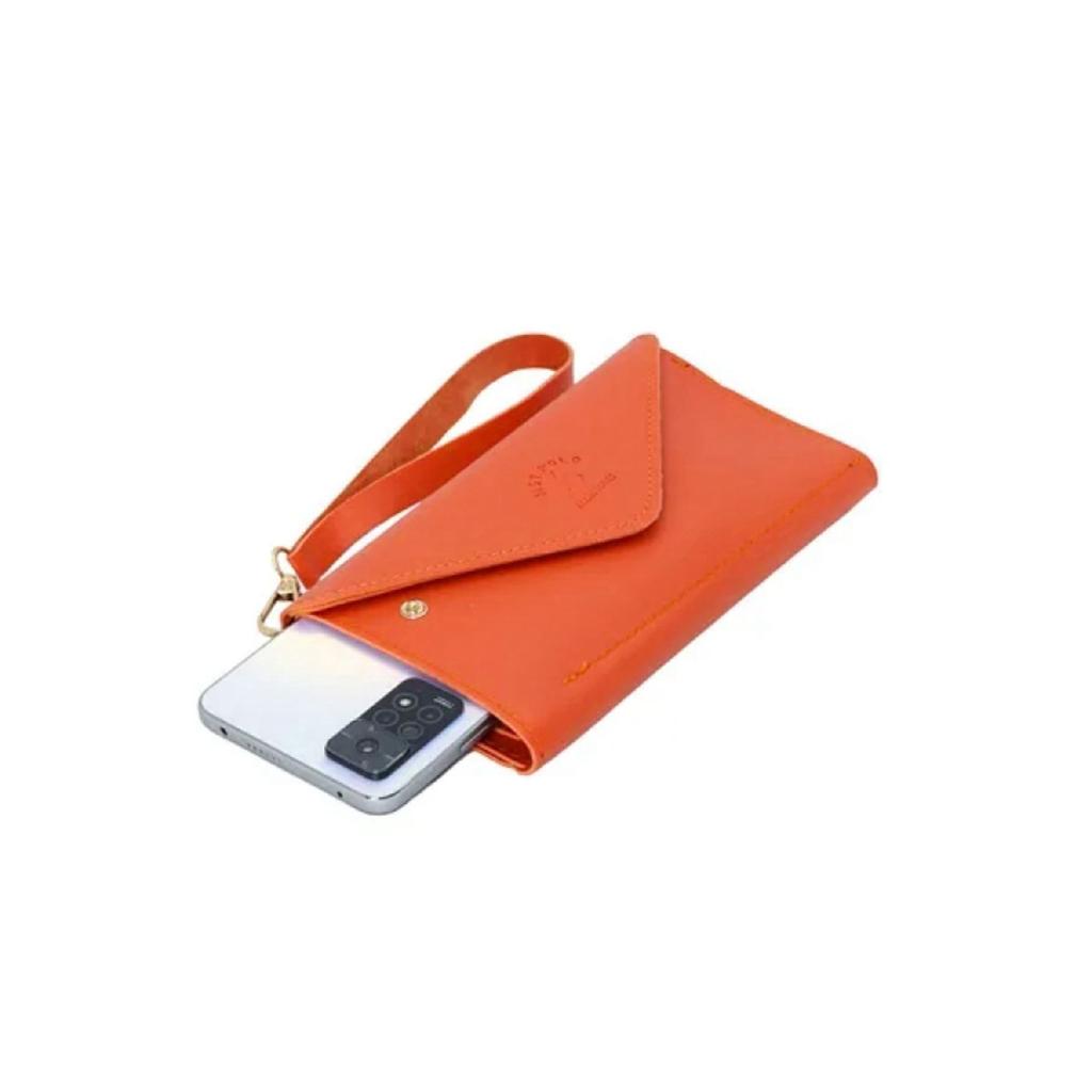 Orange Card Holder Large Size Wallet With Zippered Compartment Plc1088