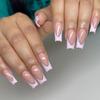 Elegant Long Coffin Fake Nails: European & American Style, French Water Pipe Design, Removable Nail Art Patches