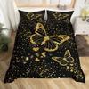 Gold Buterfly Soft Duvet Cover Set Musical Note Beding Set Microfiber Star Warm Comforter Cover Twin Quen for Children Kids Girl Ten Rom Decor