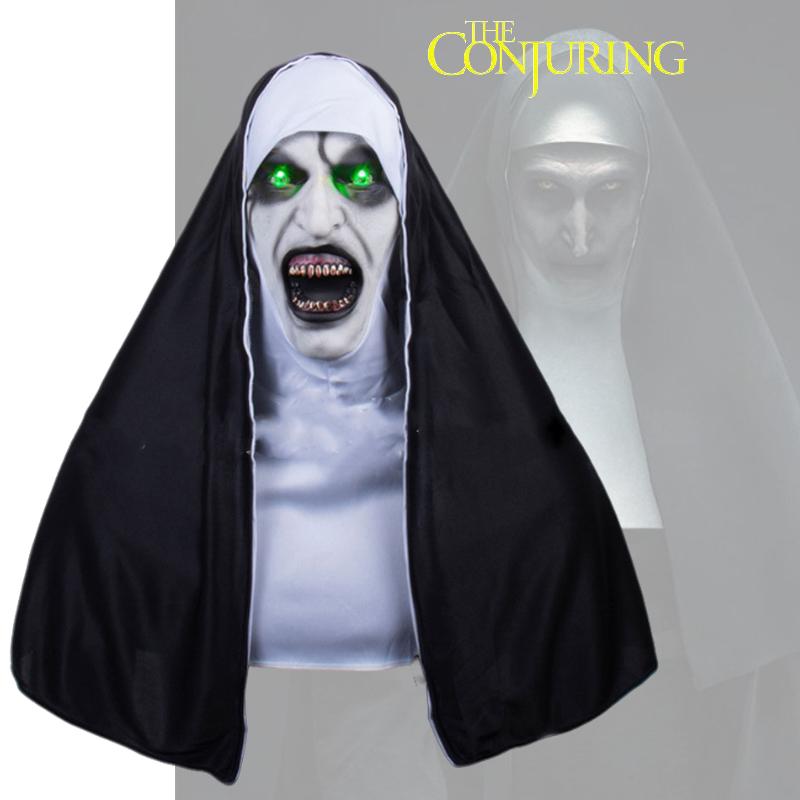 Conjuring 2 The Nun Latex Mask Glowing Halloween Terrifying Cosplay Prop Costume