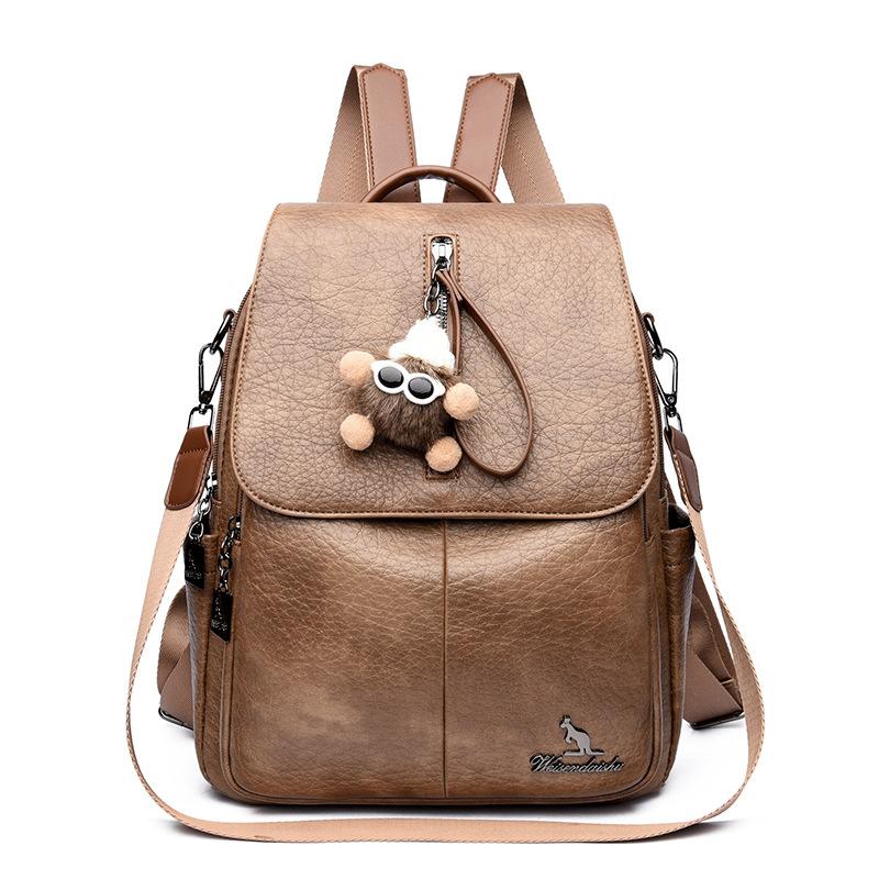 Vintage PU Rucksack Damen Pendler Große Kapazität Reise Rucksack Multifunktionale Umhängetasche