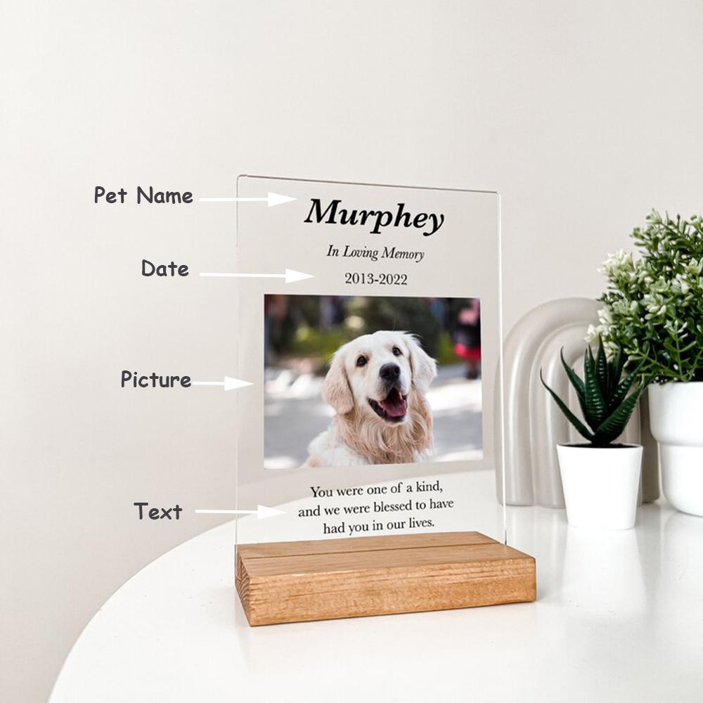 

Custom Photo Pet Memorial Sympathy Gift In Loving Memory Condolence Remembrance Present for Dog Cat Lovers and Owners 20x15cm
