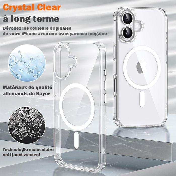 Coque de téléphone - WENZYLIQUOX - iPhone 17 - Aimantée MagSafe - Antichoc (bumper TPU) - Transparent anti-jaunissement
