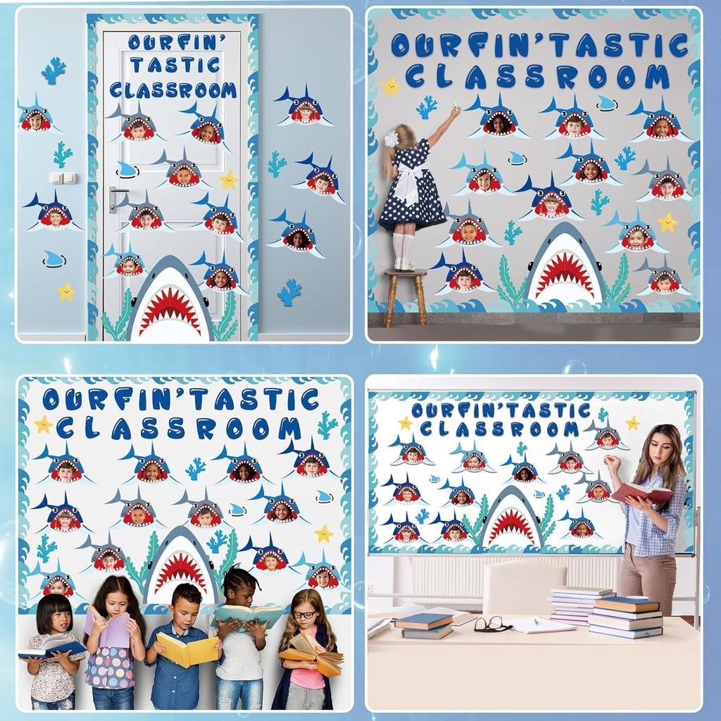 Summer Bulletin Board Kit Under The Sea Classroom Decorations Back to School DIY Photo Bulletin Board Set Ocean Theme Shark Paper Cutouts Decor for
