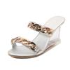 1098 Series Cm Heel Cm Platform Wedge Heel Slippers Shallow Women's Chain Simple Transparent Crystal Shoes LFD