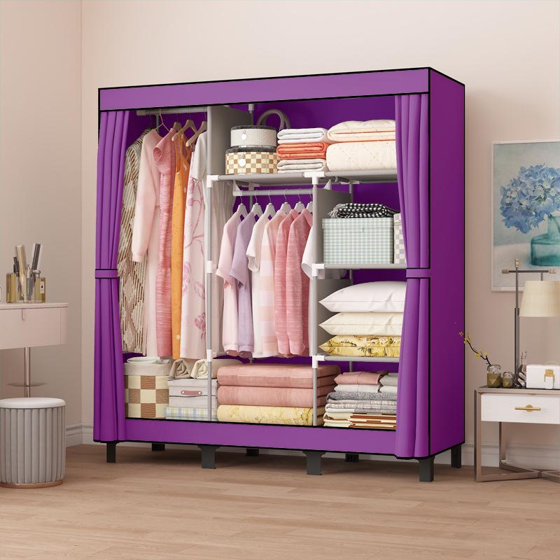 Multifunctional Foldable Grid Wardrobe: Moisture-Proof, Double Hanging Storage Cabinet