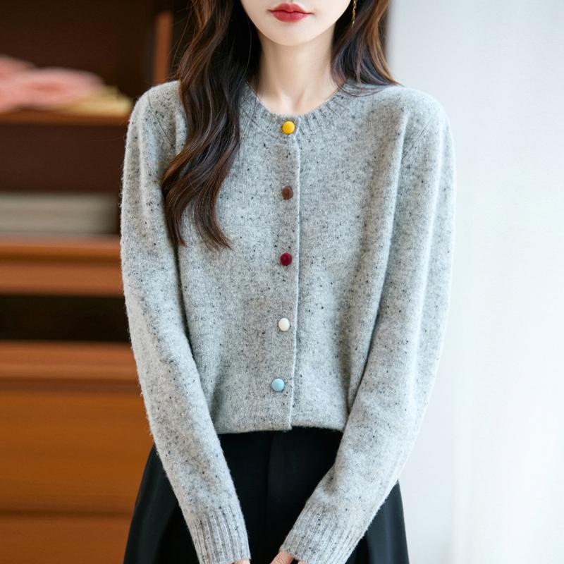 QingHe Cashmere Women's 30% Cashmere Cardigan - Soft & Warm Wool Blend Sweater