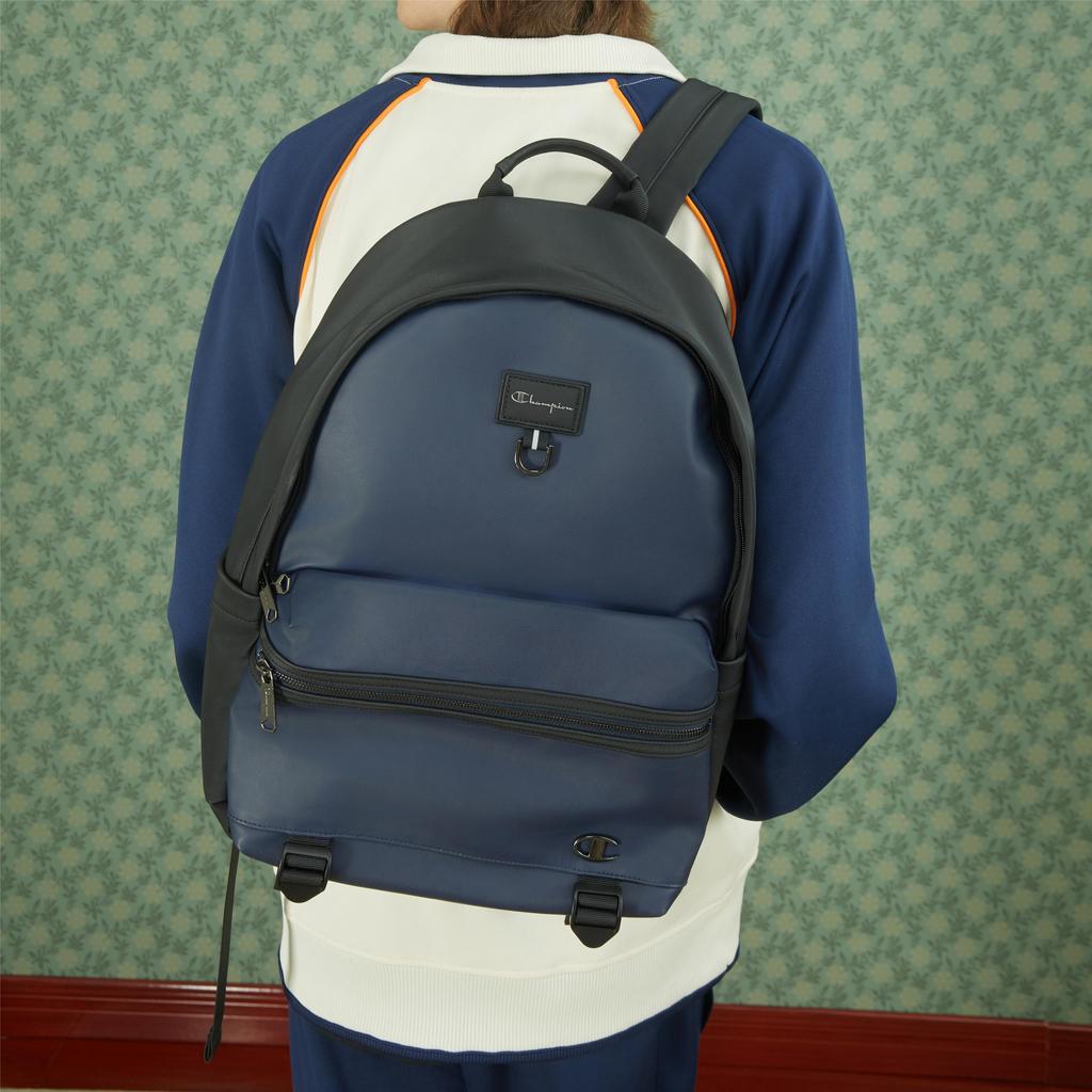 Champion Champ Tracer Backpack 2 Script Logo Leather Label Metal Buckle Fashionable Versatile Trendy Fabric Synthetic Leather Backpack U4AACPU05