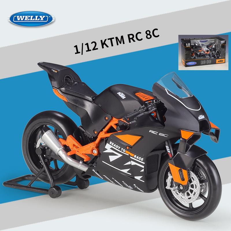 Welly 1/12 KTM RC 8C Alloy Race Motorcycle Model Diecasts Toy Simulation Metal Street Toys Car Collectibles Childrens Gifts